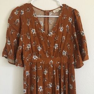 Floral Maxi Flutter Sleeve Dress